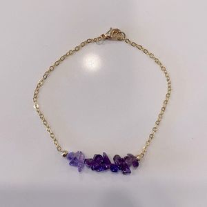 ✨NEW✨ Amethyst Gemstone With Gold Chain Bracelet